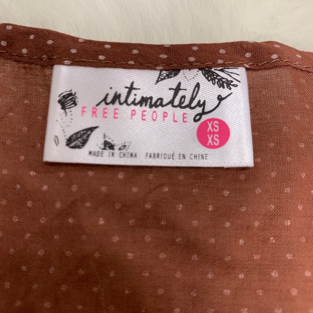 FREE PEOPLE NWOT VOILE LACE TRAPEZE SLIP BROWN - Picture 5 of 7